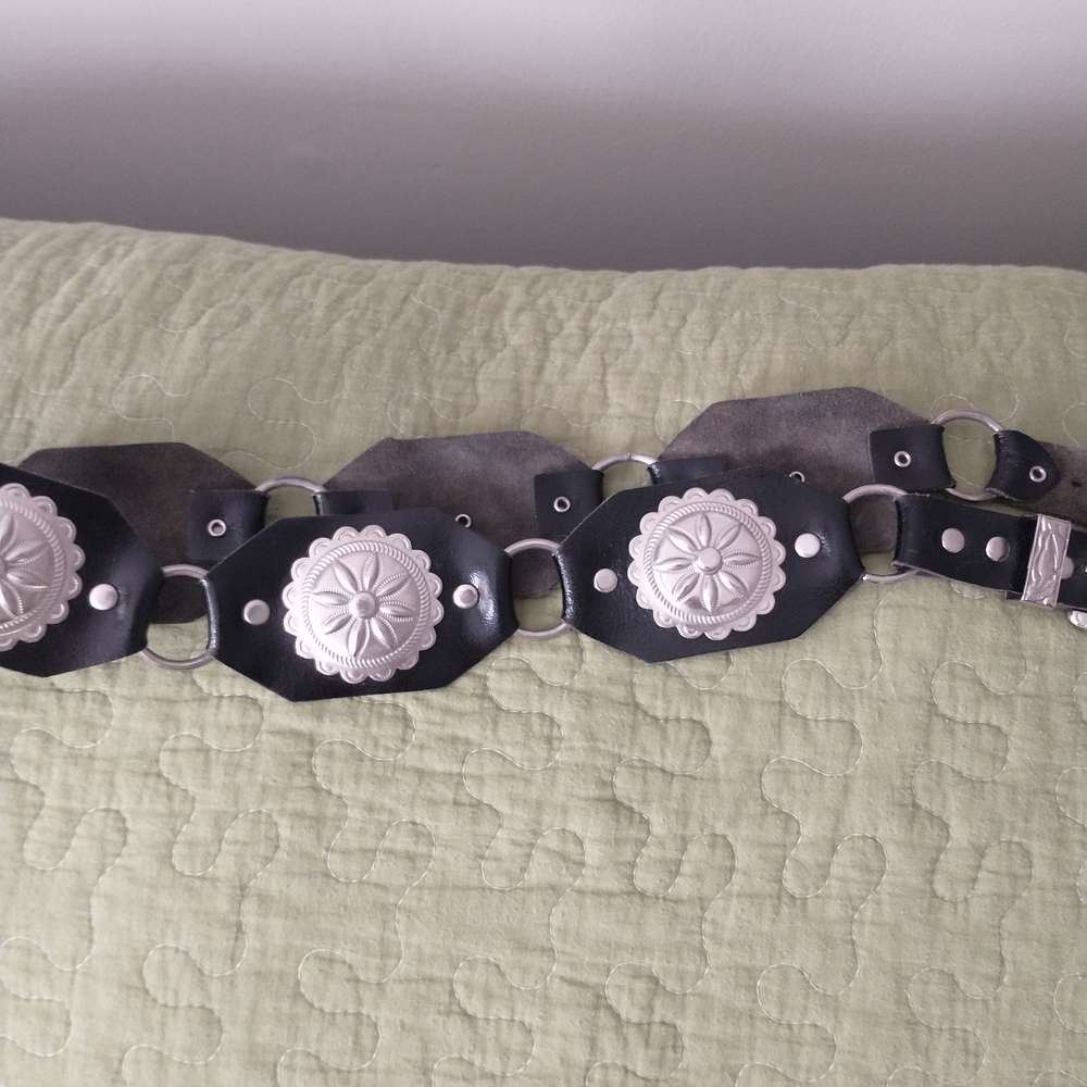 Black and Silver Concho Belt